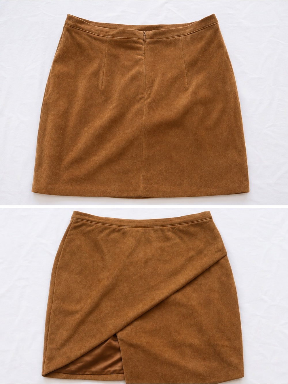 Vici Camel Brown Suede-Look Mini Skirt